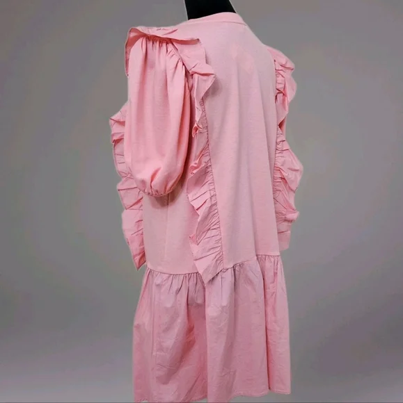 English Factory- Mixed Media Ruffle Detail Mini Dress -Size Medium - Picture 11 of 17